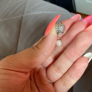Flower and pearl dangle Pandora charm